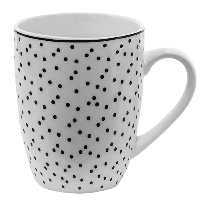Snelle Levering Clayre & Eef Mok 350 ml Wit Zwart Porselein