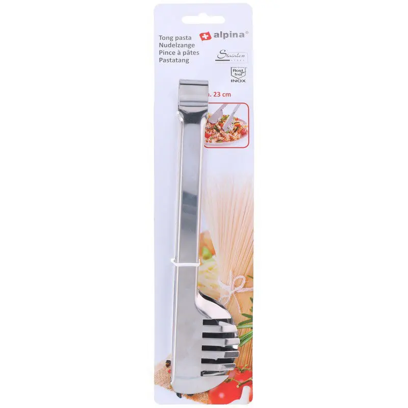 Alpina Pasta serveer tang - serveer bestek - zilver - rvs - 23 cm - Opscheplepels Laatste Versie