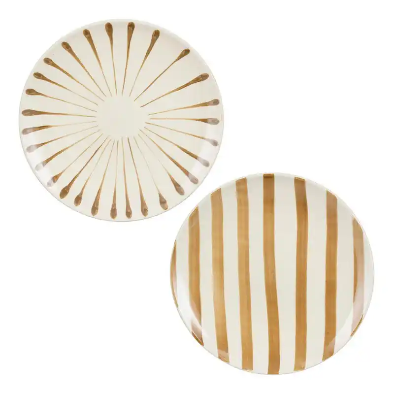 Mica Decorations Elsie Dinerbord - Assorti - H3 x Ø26 cm - Steengoed - Bruin Beperkt Aanbod