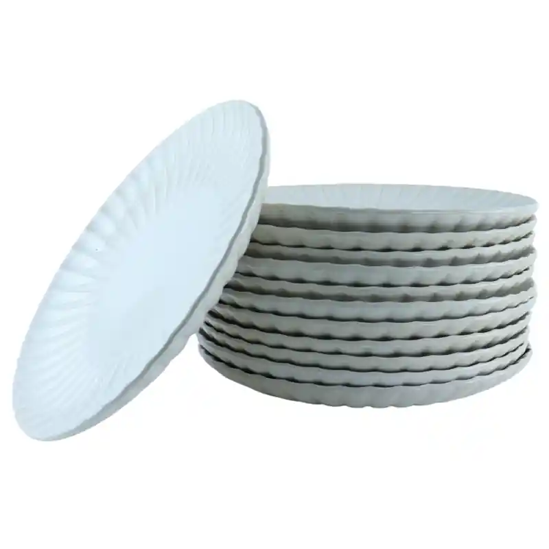 Handgemaakt OTIX Dinerborden - Bordenset - 12 Persoons - Onderborden - 32cm - Wit - Keramiek - SOLIS