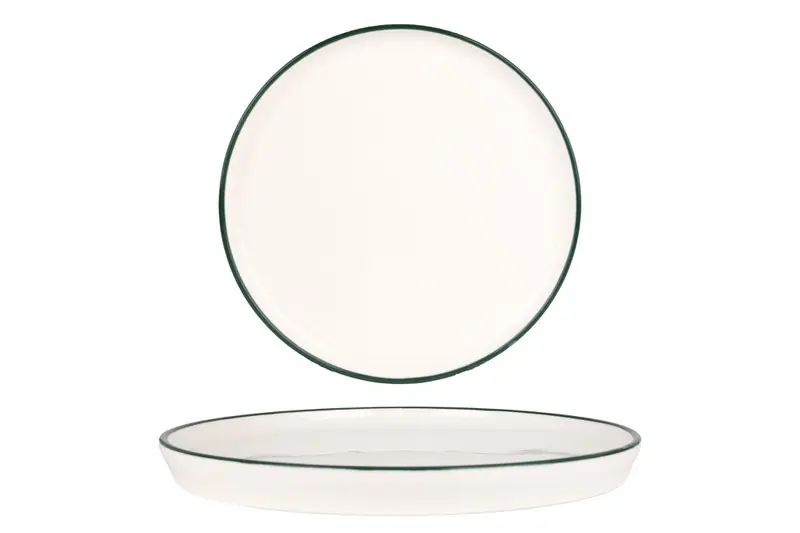 Hete Deal Rinart Dessertbord - Green Edge - Porselein - 20 cm - set van 6