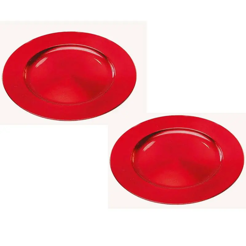 Rechtstreeks Van De Fabrikant Set van 2x stuks ronde diner onderborden rood van kunststof 33 cm - Onderborden