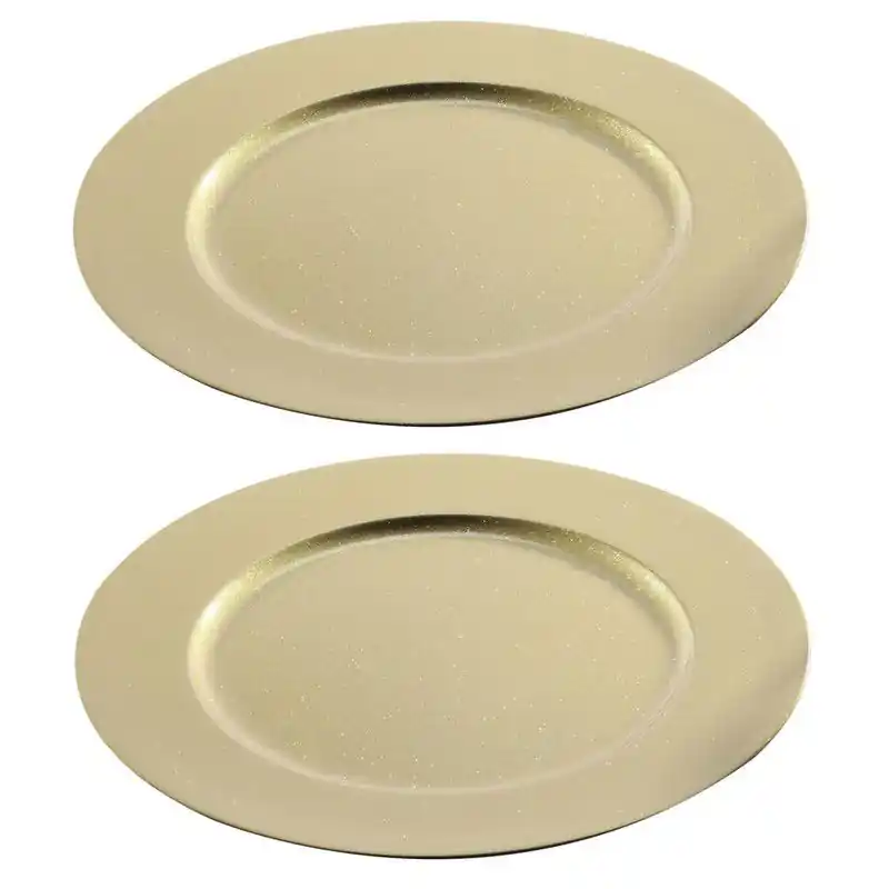 12x Kaars onderborden/kaarsenborden goud met glitters 33 cm - Onderborden Finale Uitverkoop