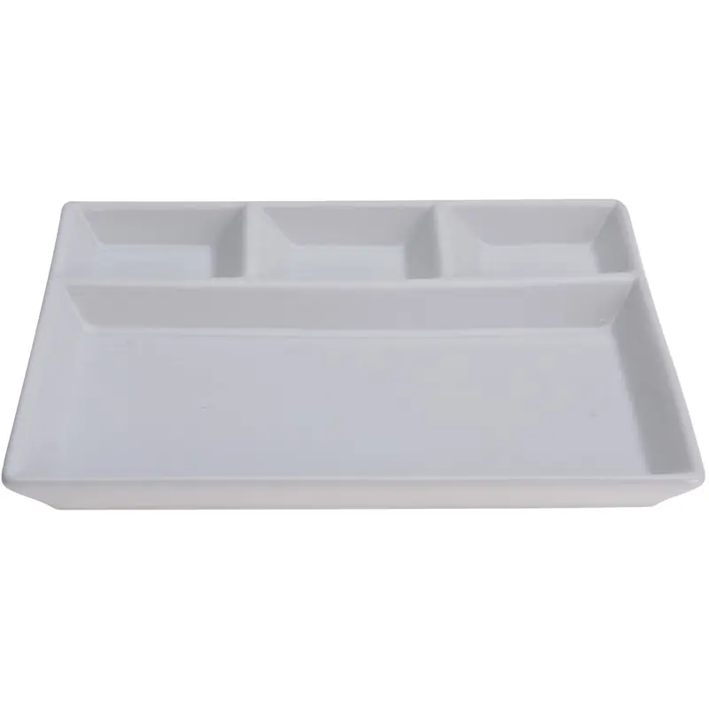 Gourmetbord - porselein - 4 vakken - wit - 24 x 19 cm - Gourmetborden Fabrieksprijs