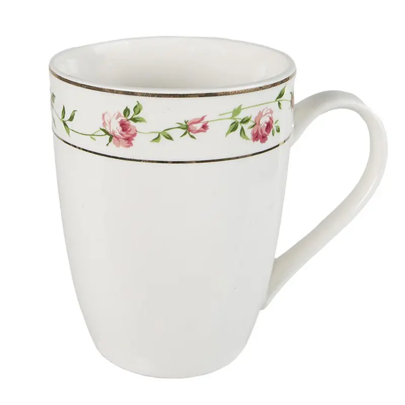 Laatste Kans Clayre & Eef Mok 300 ml Wit Roze Porselein Bloemen