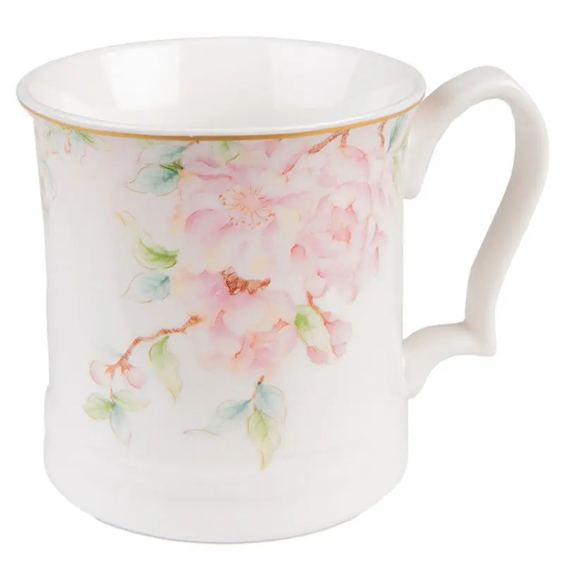 Clayre & Eef Mok 414 ml Wit Roze Porselein Bloemen Superprijs