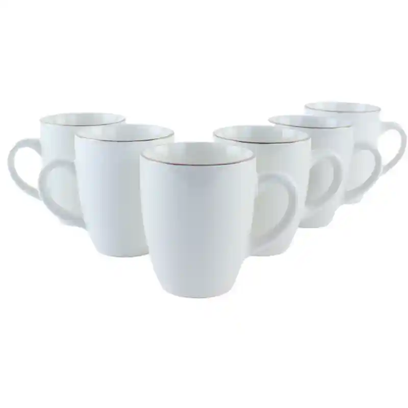 OTIX Koffiekopjes met oor - Mokken Set - Koffietassen - Wit - met Goud - 200ml - Vaatwasser bestendig - Porselein - 6 stuks - CROCUS Direct Beschikbaar