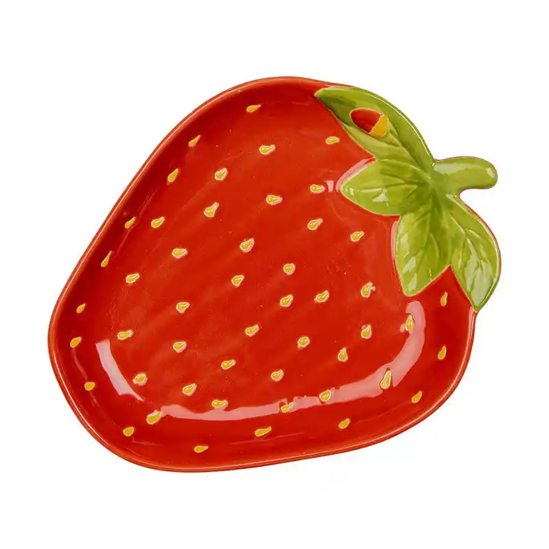 Uitverkoop Clayre & Eef Schaal Aardbeien 23x18x3 cm Rood Keramiek
