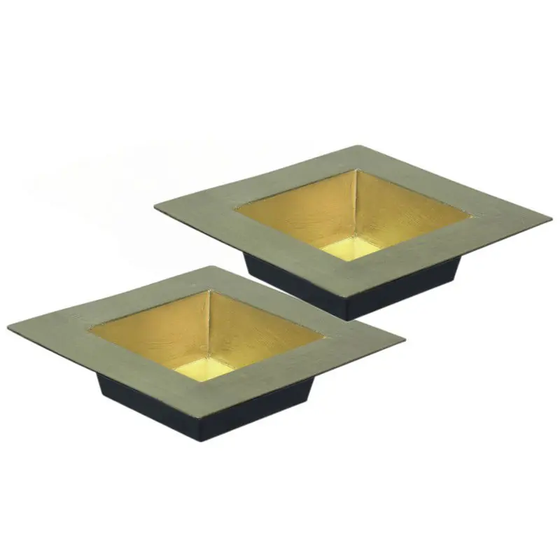 Op = Op Plantenbak plantenpot - 2x - goud - 20 x 20 cm - kunststof - vierkant - Decoratieve Schaal (binnen)