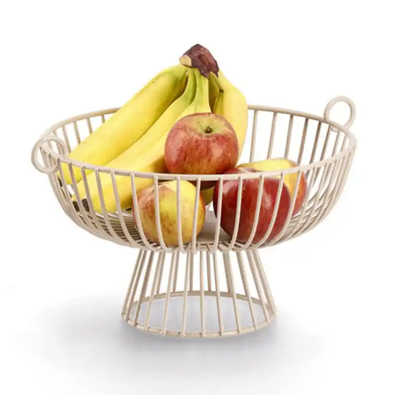 Zeller Fruitschaal - metaal - beige - 35 x 30 x 20 cm - rond - op voet - Fruitschalen Korting