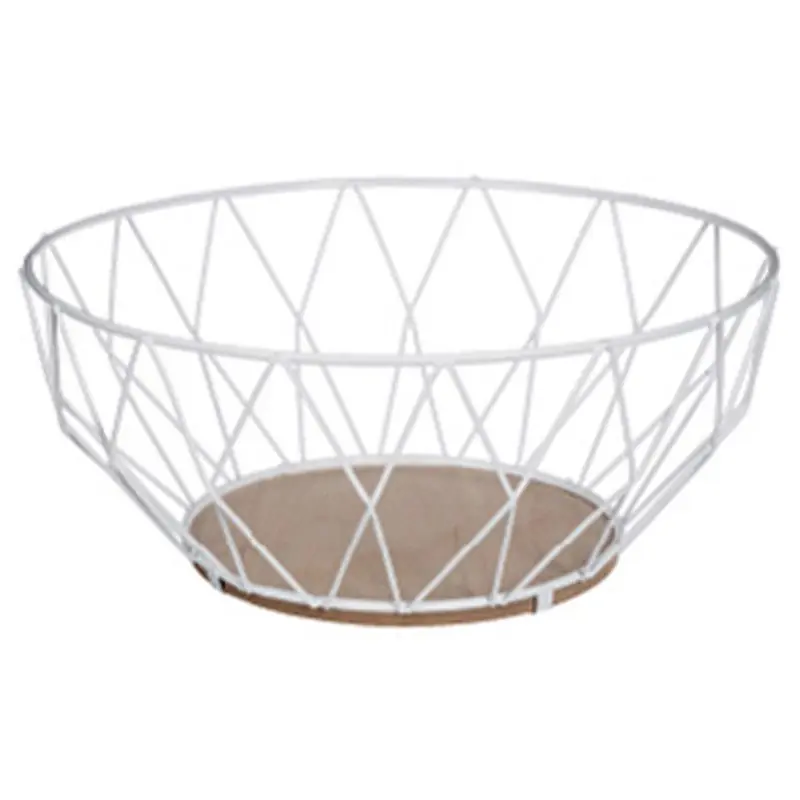 5Five Fruitschaal - wit - Dia 28 cm - draad metaal - fruitmand - Fruitschalen Dagaanbieding