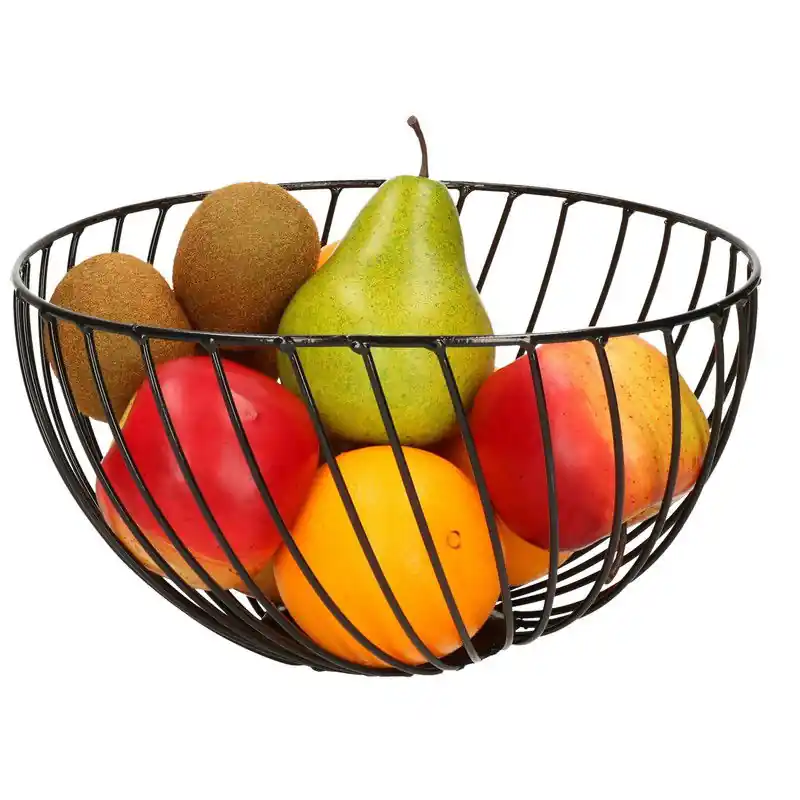 Topkwaliteit Metalen fruitmand/fruitschaal zwart rond 25 cm - Fruitschalen