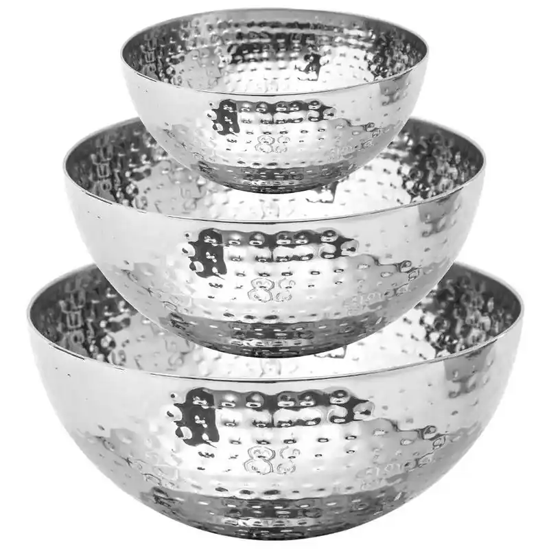 Secret de Gourmet voedsel/serveerschalen set - RVS - D29/D24/D19 cm - Serveerschalen Luxe