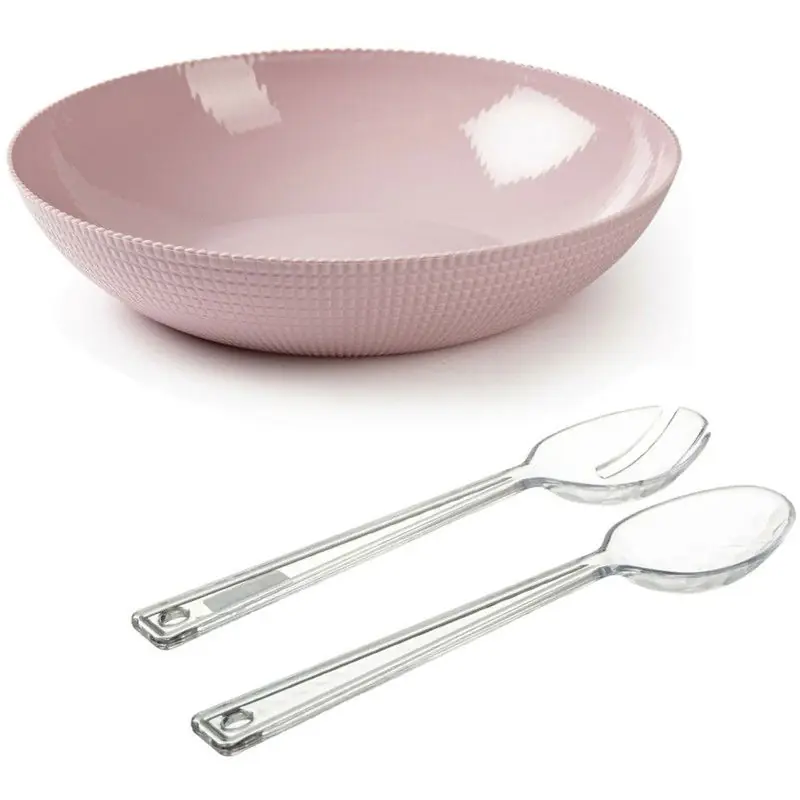 Plasticforte Slakom/schaal met transparant slacouvert - Kunststof - D30 cm - Saladeschalen Bulkbestelling