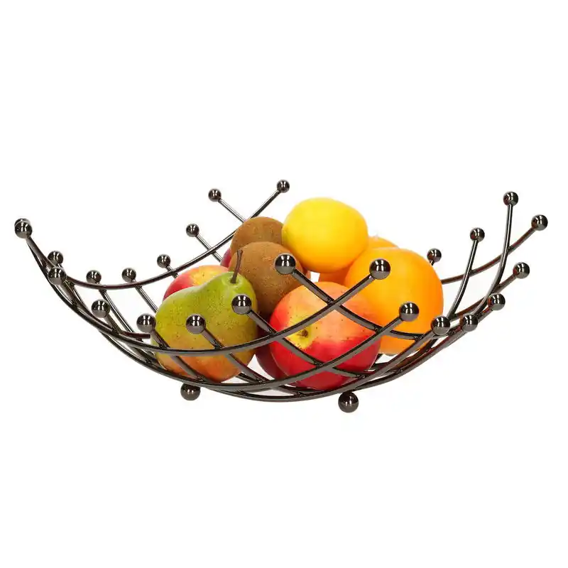 Flitsaanbieding Metalen fruitmand/fruitschaal zwart vierkant 31 x 31 x 13 cm - Fruitschalen