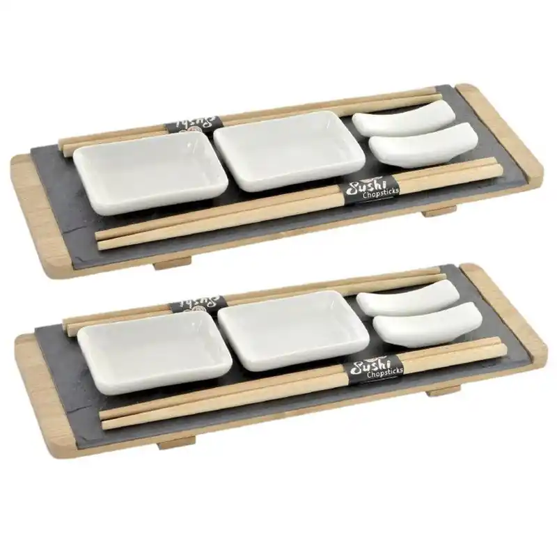 Bulkbestelling Bamboe sushi serveerset voor 4 personen 8-delig - Serveerschalen