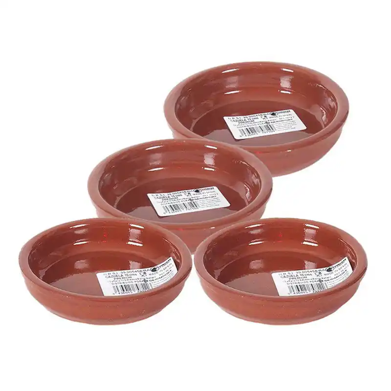 4x Terracotta tapas bakjes/schaaltjes 12 cm en 10 cm - Snack en tapasschalen Limited Edition