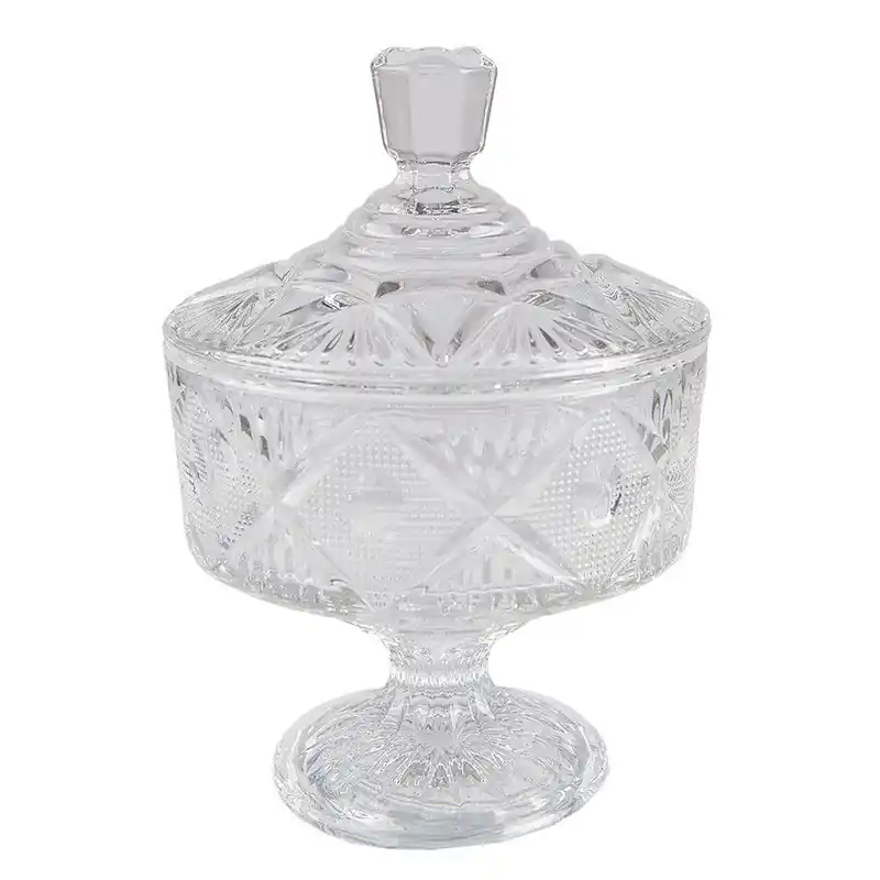 Clayre & Eef Glazen potje Ø 12x17 cm Glas Rechtstreeks Van De Fabrikant