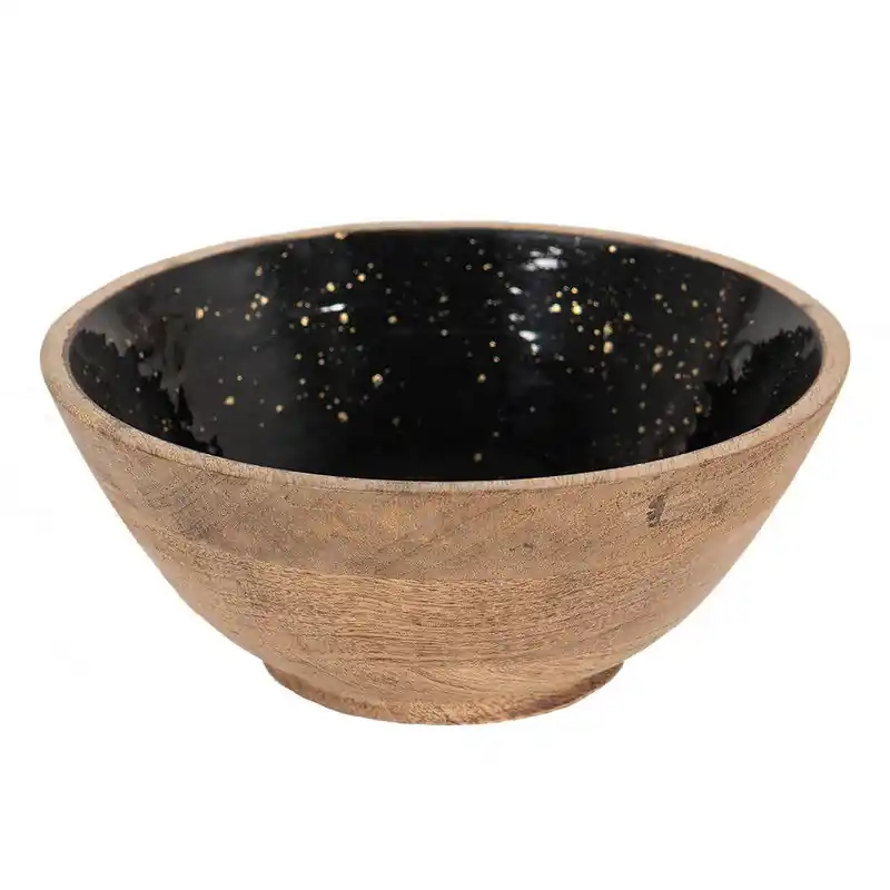 Actieprijs Clayre & Eef Decoratie schaal Ø 25x10 cm Zwart Bruin Hout