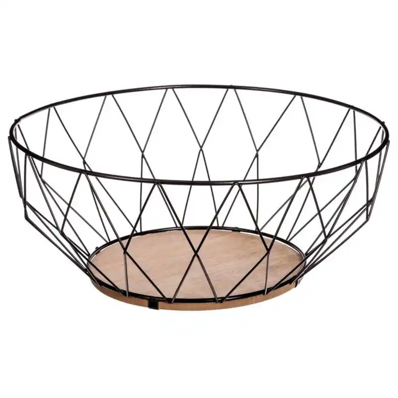 Secret de Gourmet Fruitschaal - zwart - D28 cm - metaal/hout - Fruitschalen Must-Have