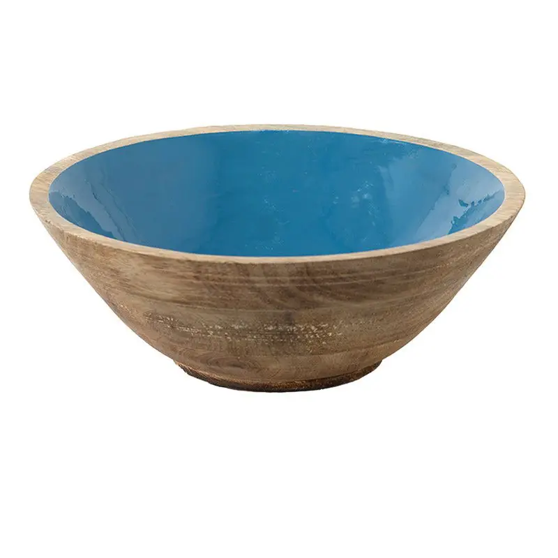 Clayre & Eef Decoratie schaal Ø 25x10 cm Blauw Bruin Hout Flitsaanbieding
