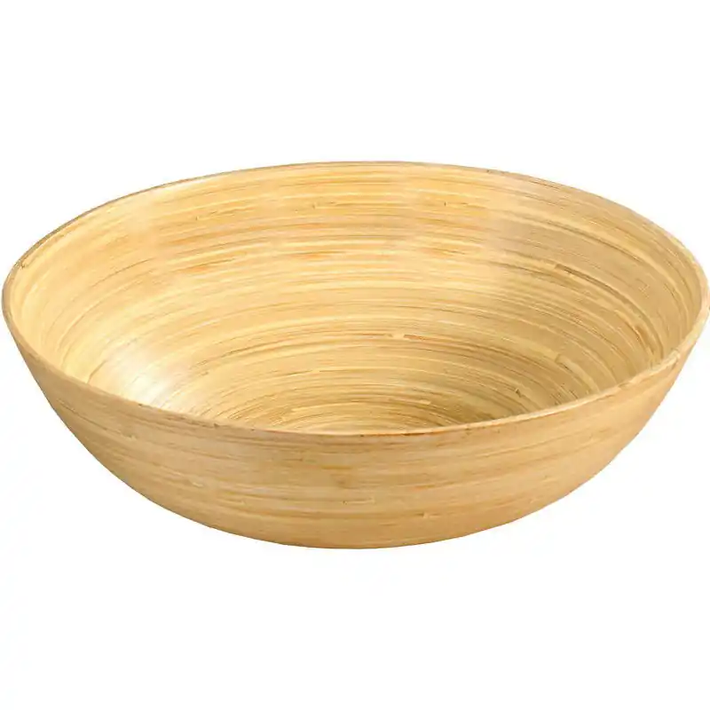 Fruitschaal/serveerschaal - bamboe hout - D30 x H9 cm - Fruitschalen Gecertificeerd