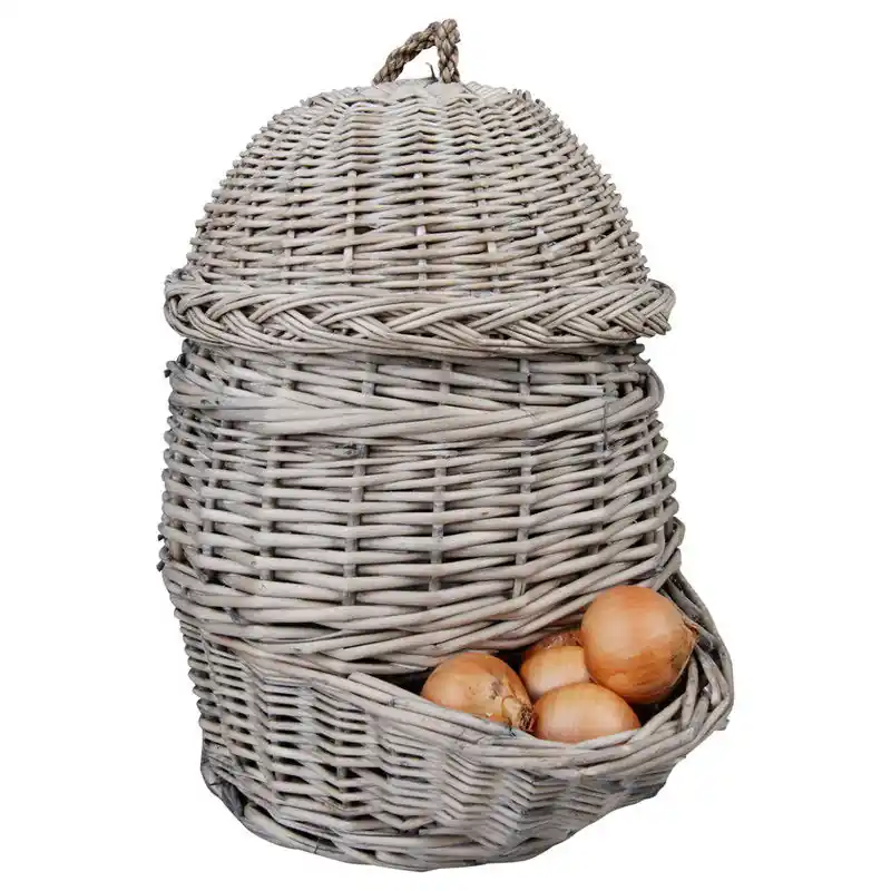 Voordeelprijs Esschert Design Bewaarmand - uien voorraad - 25 x 35 cm - hout - Fruitschalen