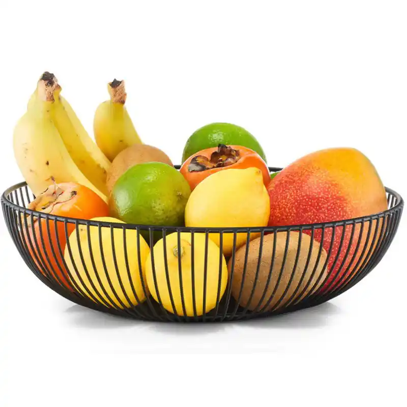 Exclusief Zeller Fruitschaal - zwart - metaal - 28 cm - Rond - Fruitschalen
