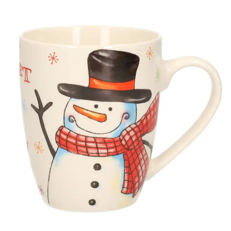 G. Wurm Kerst mok - sneeuwpop - 8 x 10 cm - porselein - 300 ml - Bekers Limited Edition