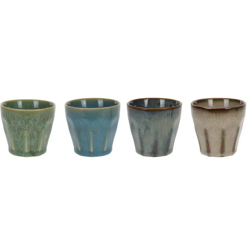EH luxe gekleurde espresso koffiekopjes - porselein - 4x stuks - 90 ml - Bekers Alleen Vandaag