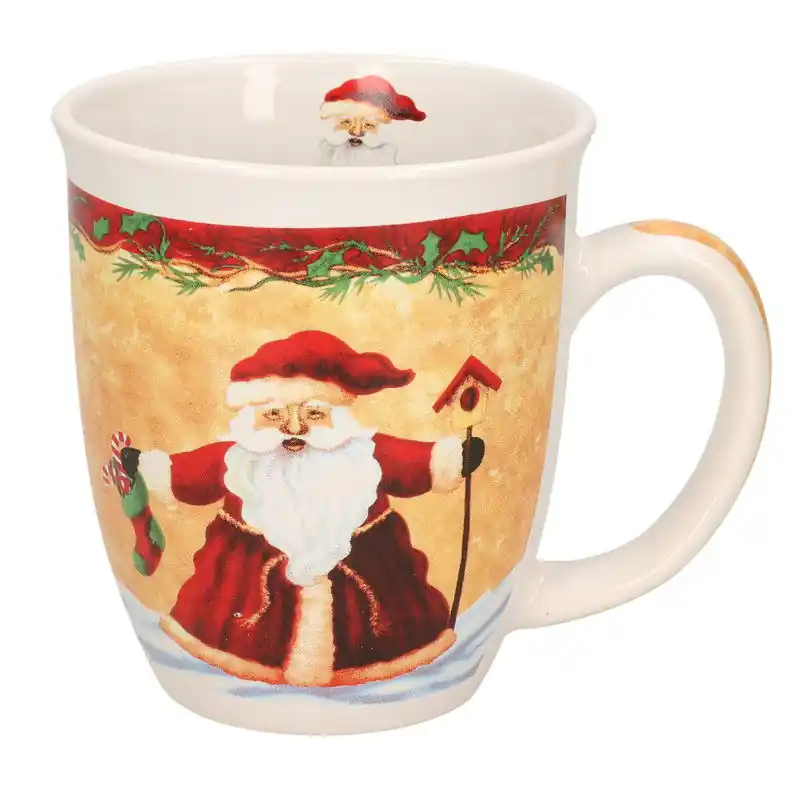G. Wurm Kerstmok kerstman met kerstsok - keramiek - 300 ml - Bekers Hoge Kwaliteit