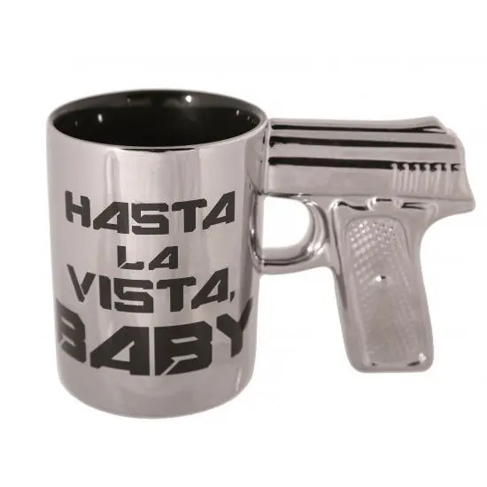 Authentiek Pistool mok - Hasta la Vista Baby - zilver - 300 ml - koffiemok - Bekers