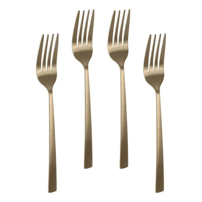 In De Mode Excellent Houseware Taart/gebak vorkjes - 4x - goud - RVS - 15cm - Vorken