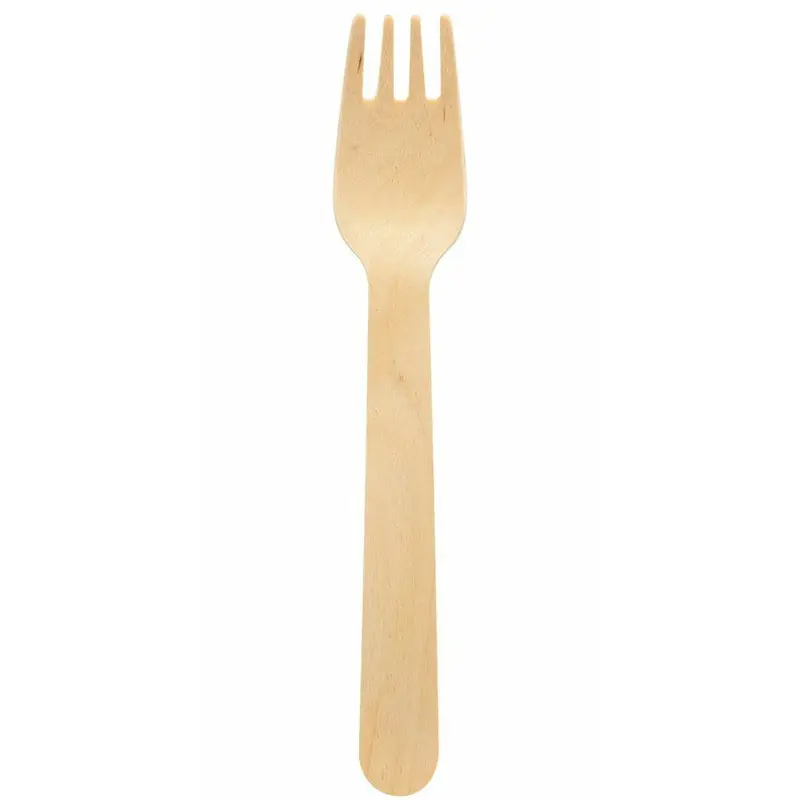 Actieprijs Biopak wegwerp vorken -10x - hout - 16 cm - bio/eco/milieubewust - Vorken