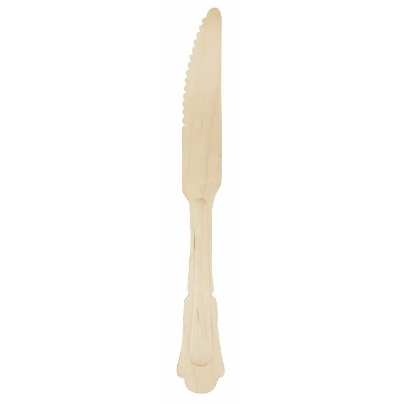Nieuwe Collectie Design wegwerp messen van hout - 8x stuks - 19 cm - Bestek voor verjaardag/BBQ - Messen