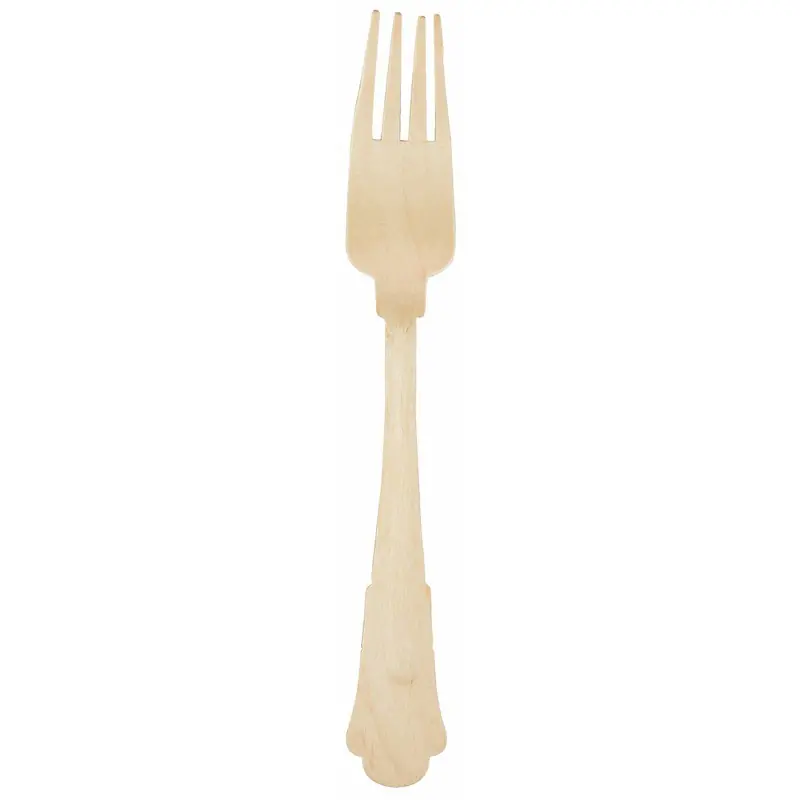 Premium Design wegwerp vorken van hout - 8x stuks - 19 cm - Bestek voor verjaardag/BBQ - Vorken