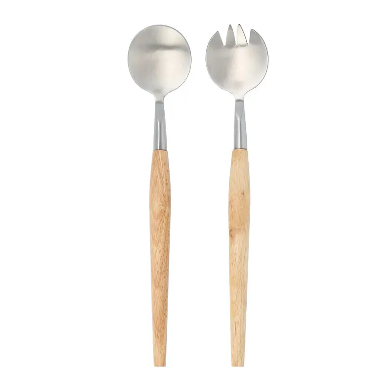 Krumble Saladebestek - 29 cm - Hout + RVS - Bruin + Zilver Lage Prijs