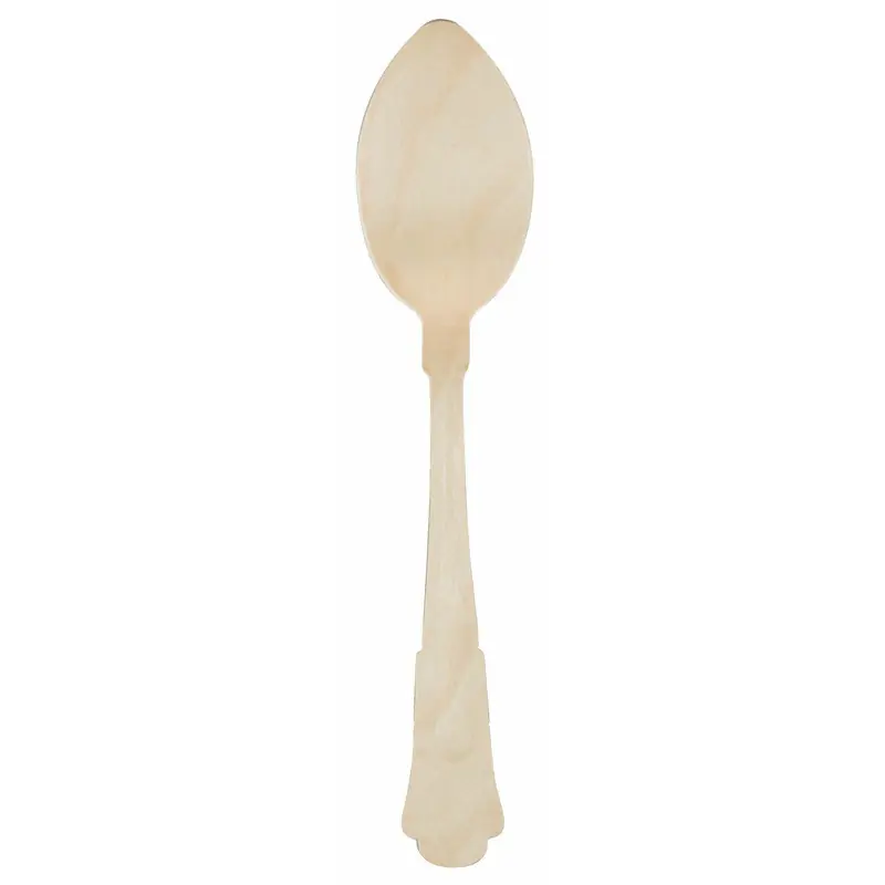 Design wegwerp lepels van hout - 8x stuks - 19 cm - Bestek voor verjaardag/BBQ - Besteksets Direct Verzonden