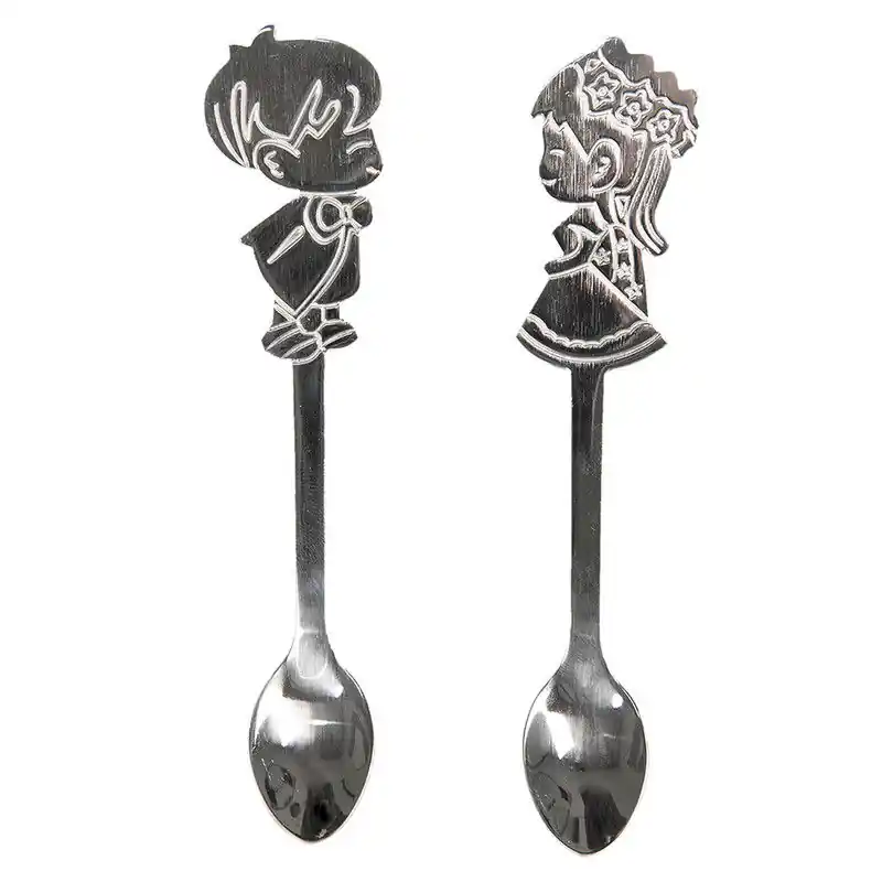 Trendy Clayre & Eef Lepels Set van 2 12 cm Zilverkleurig Metaal Kinderen