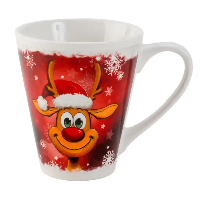Laatste Kans IKO - kerst mok/beker - rendier - 300 ml - 9,5 x 8 cm - keramiek - Bekers