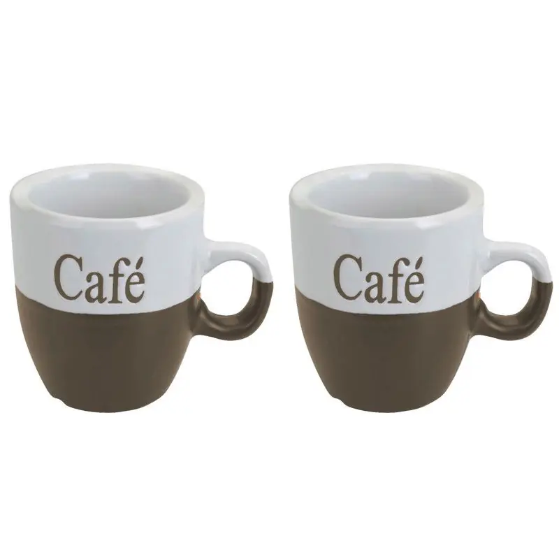 Excellent Houseware koffiemokken - 2x - bruin - keramiek - 150 ml - Bekers Fabrieksprijs