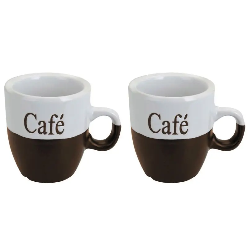 Dagaanbieding Excellent Houseware Koffiemok - 2x - bruin - keramiek - 150 ml - Bekers