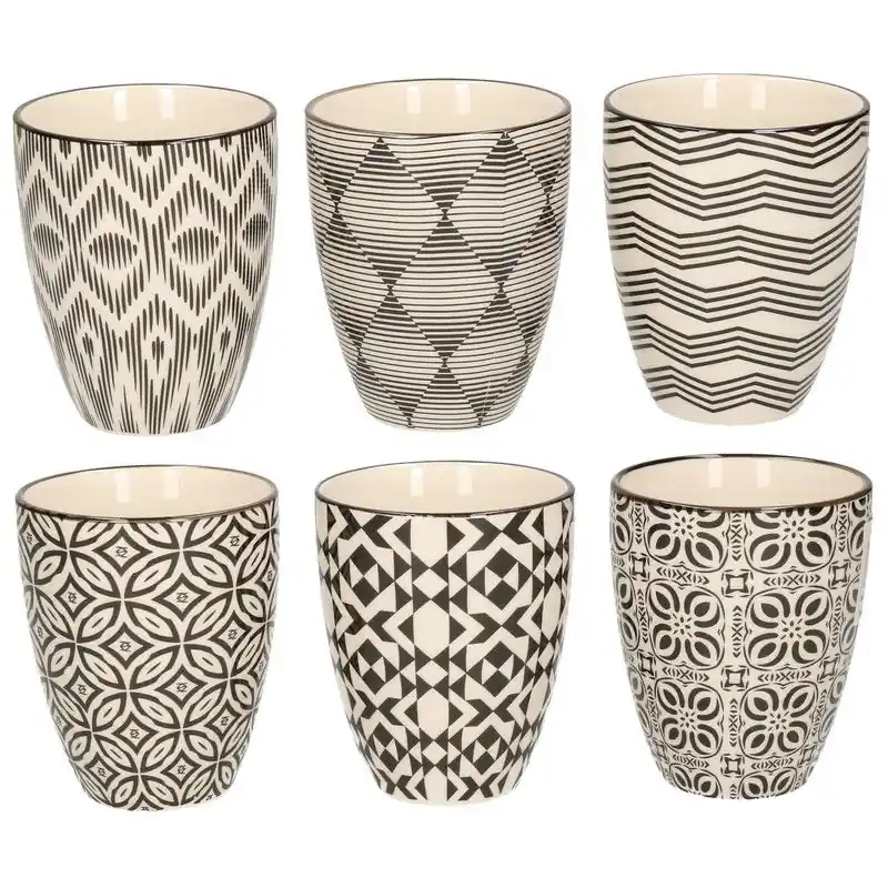 Cosy & Trendy Koffiekopjes Nikko - 12x stuks - zwart met wit - 250 ml - Bekers Laatste Kans