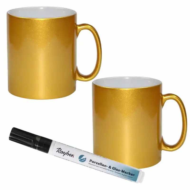Diy 6x gouden mokken versieren pakket - Bekers Finale Uitverkoop