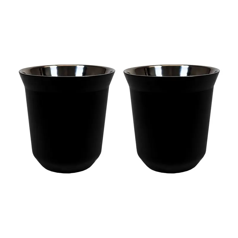 Seizoensaanbieding Krumble Espressokopjes staal set van 2 - Zwart