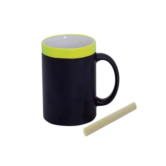 Krijtbord koffie mok - geel - beschrijfbare beker - Koffiemok - Bekers Exclusief