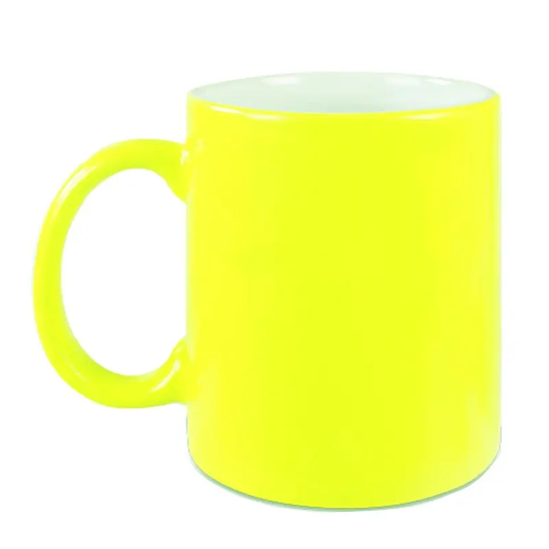 Flitsaanbieding Koffiemok - neon geel - keramiek - 330 ml - sublimatie mok - Bekers