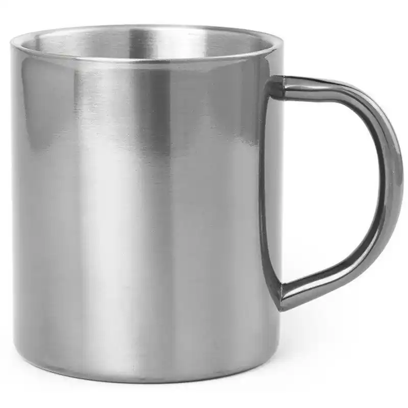 Direct Verzonden Luxe drinkbeker/koffiemok - metallic zilver - 280 ml - RVS - Bekers