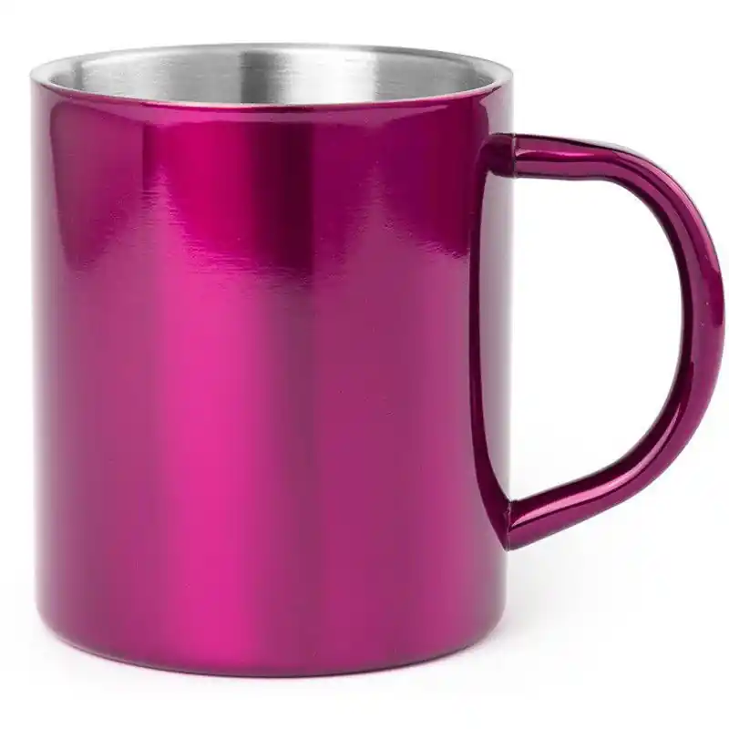 In De Mode Luxe drinkbeker/koffiemok - metallic roze - 280 ml - RVS - Bekers