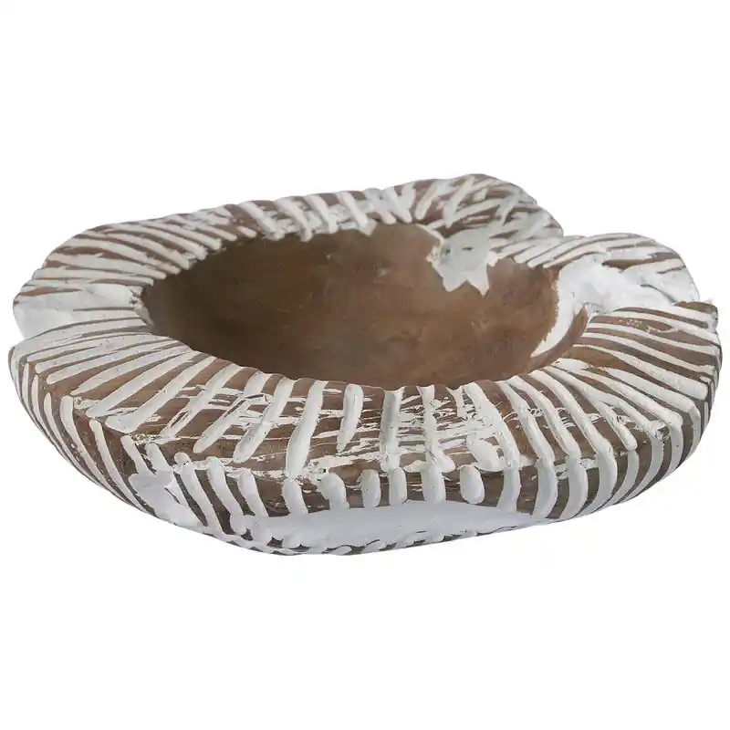 Weekendaanbieding PTMD - Schaal Teak - Wit - 30x30x8cm